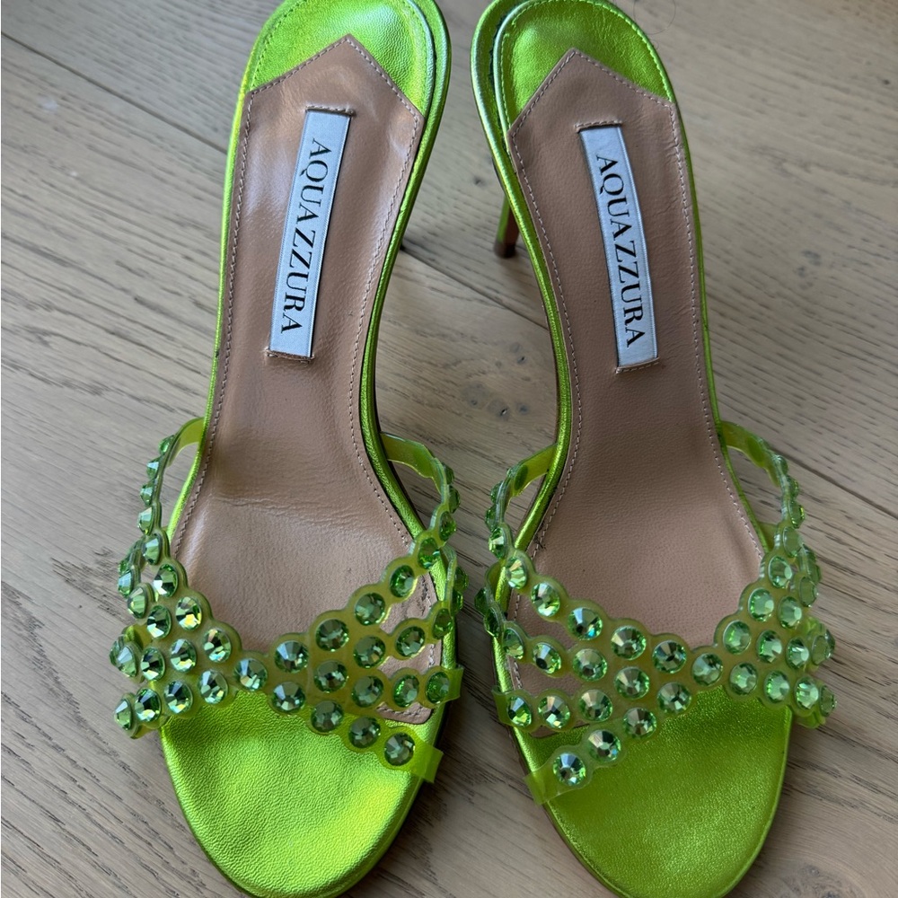 Aquazurra Tequila Crystal-Embellished Leather Heels - Picture 2 of 7